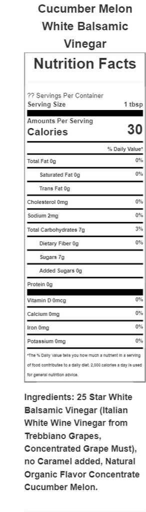 Cucumber Melon White Balsamic - 375 ML Olivealittle