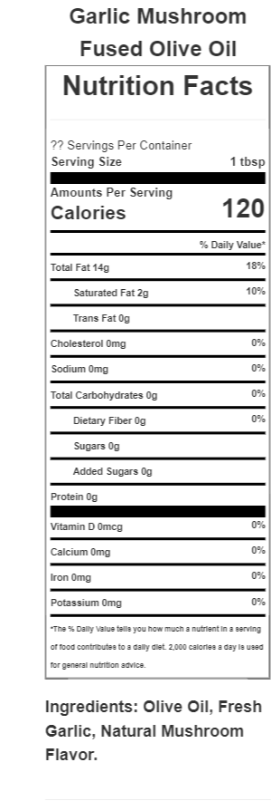Garlic Mushroom Extra Virgin Olive Oil - 375 ML Olivealittle